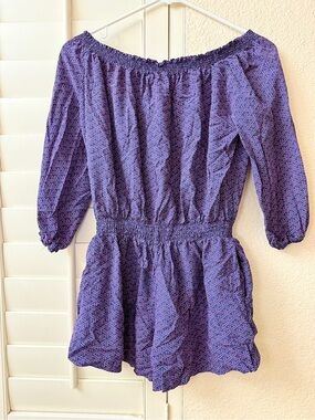 Banana Republic Purple Geometric Smocked Waist Dress